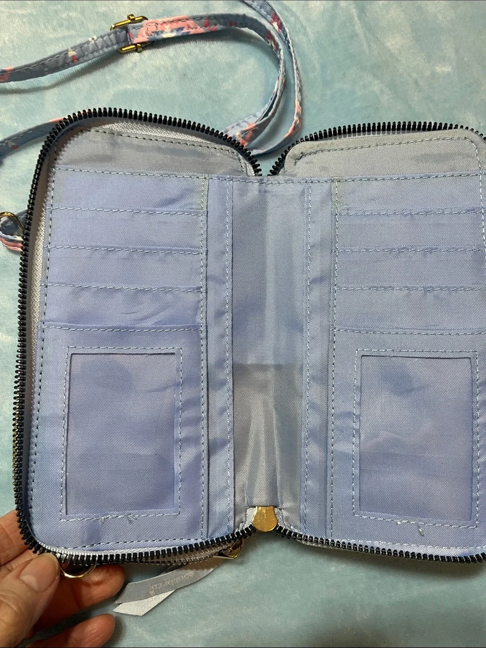 Simply Southern Quilted Wallet Crossbody | Blue Aztec Print | LIKE NEW